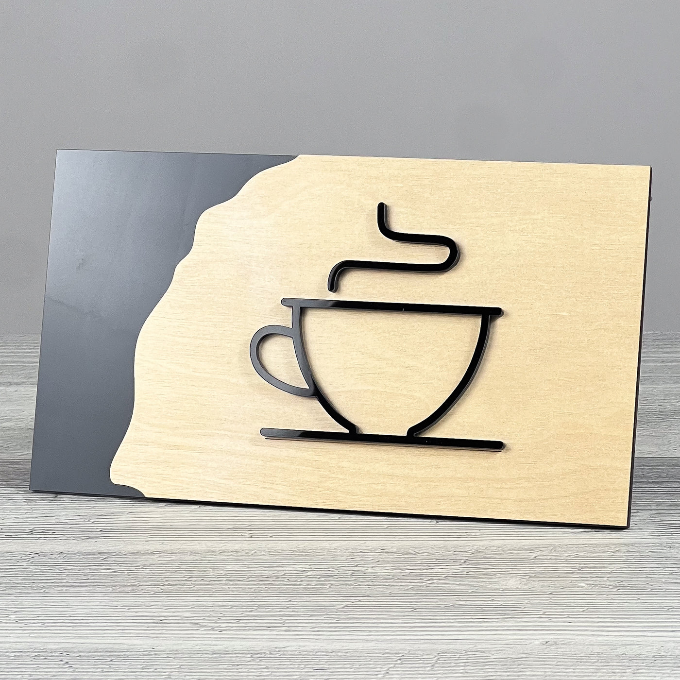 Coffee door sign, black base 300×175 mm