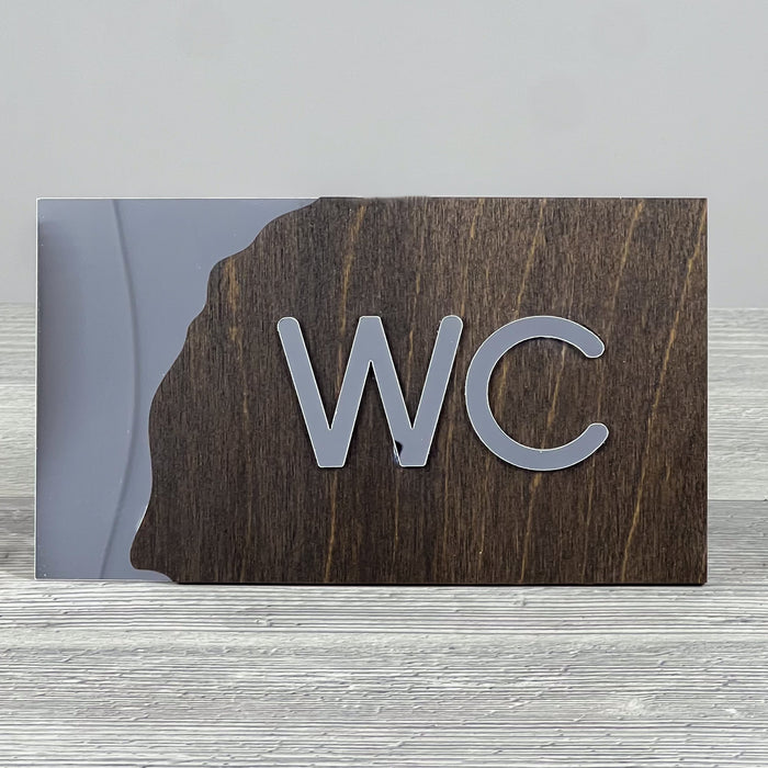 WC door sign, silver