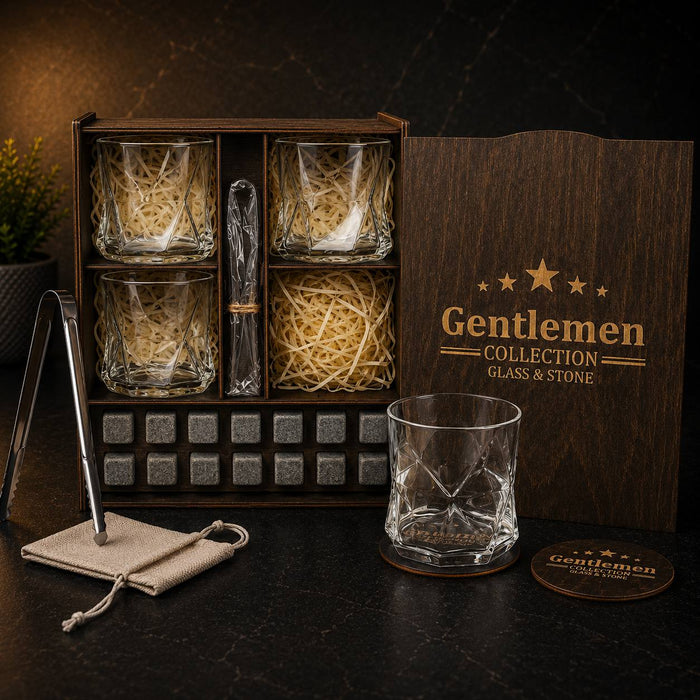 Whisky stones gift set for 4 glasses — Cassiopea