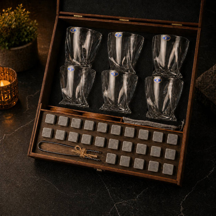 Whisky stones gift set for 6 glasses — Quadro