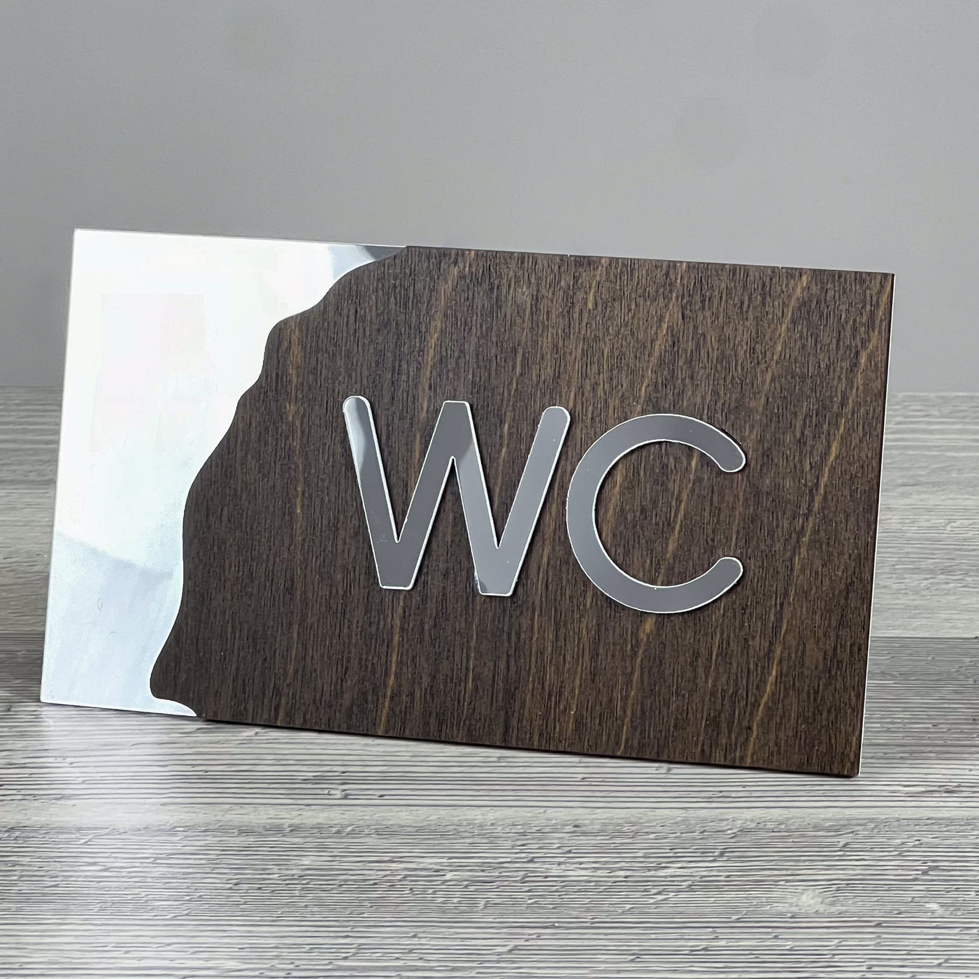 WC door sign, silver