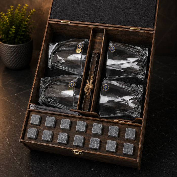 Whisky stones gift set for 4 glasses — Quadro (large)