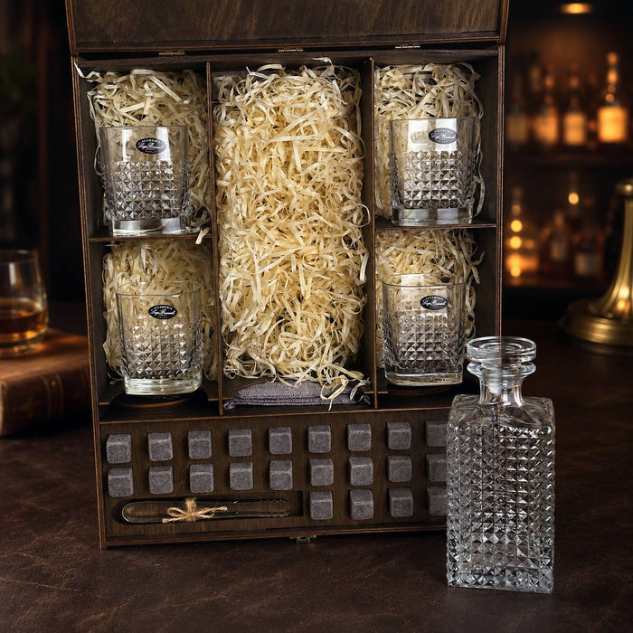 Whisky stones set with decanter, 4 glasses — Luigi