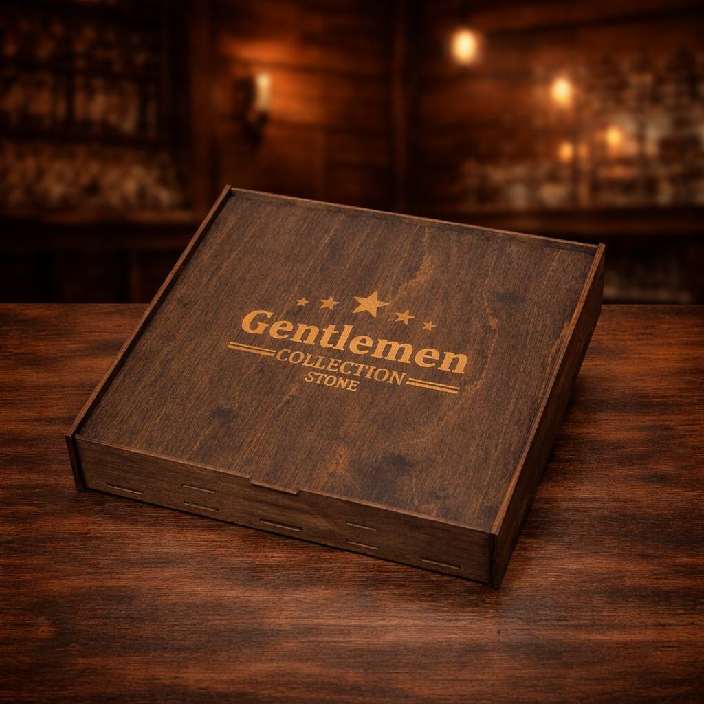 Whisky stones in a wooden box, 24 pcs