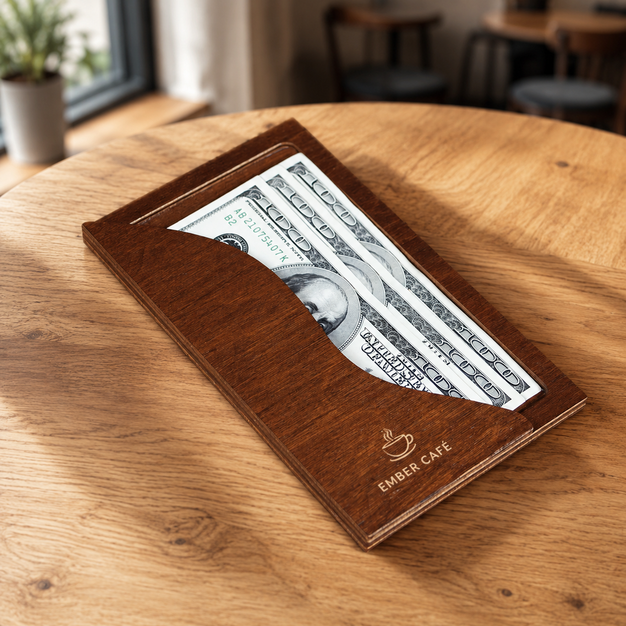 Check presenter with cash slot, 110×190 mm