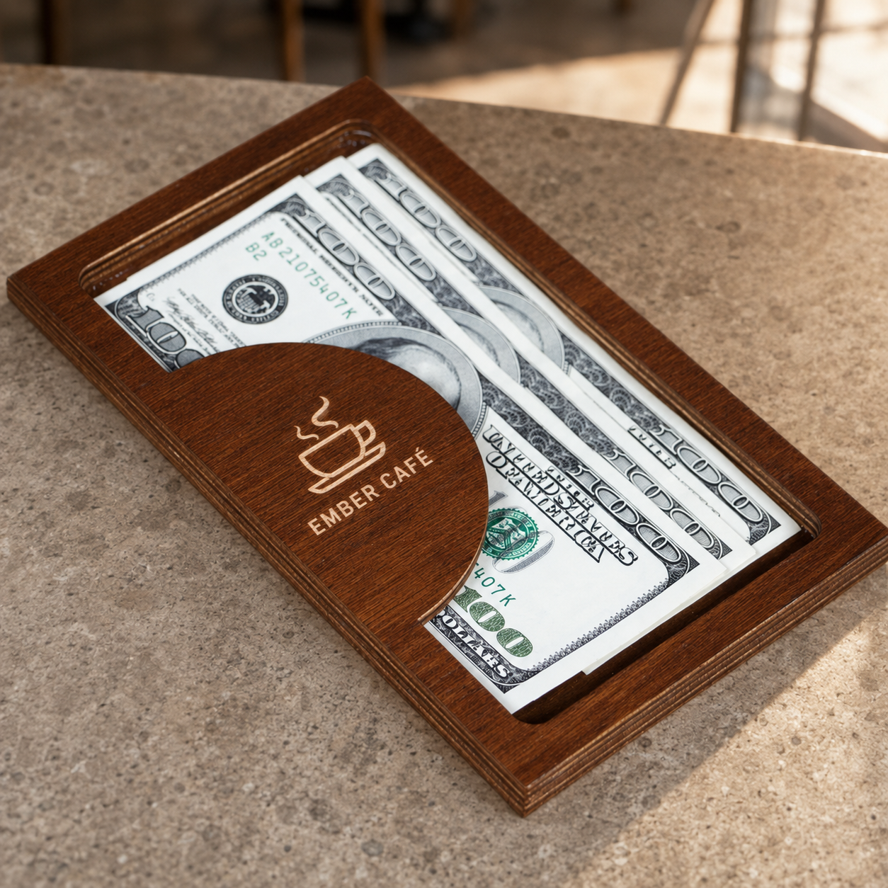 Check presenter with cash slot, 110×190 mm