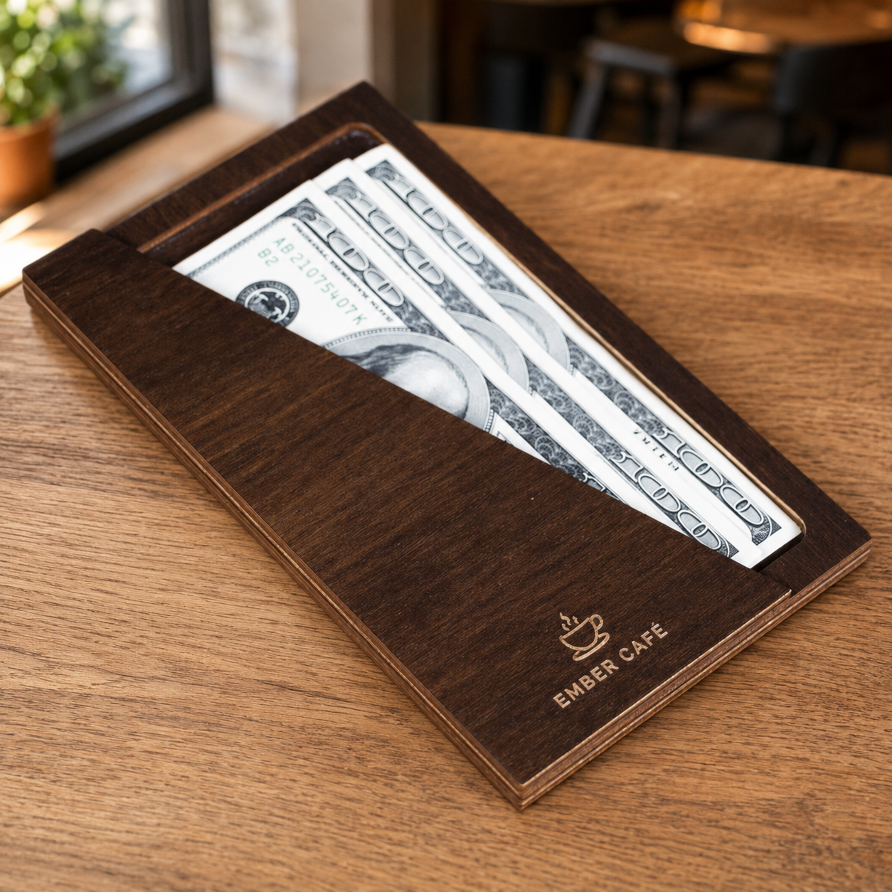 Check presenter with cash slot, 110×190 mm