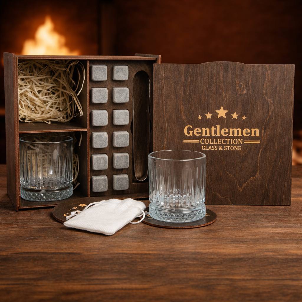 Whisky stones gift set for 2 glasses — Diamond