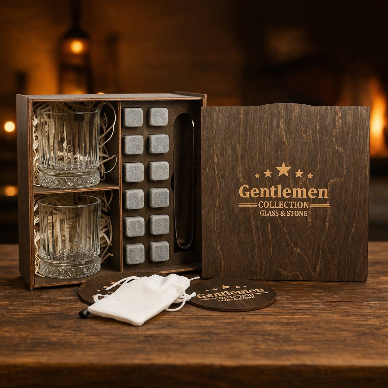Whisky stones gift set for 2 glasses — Diamond