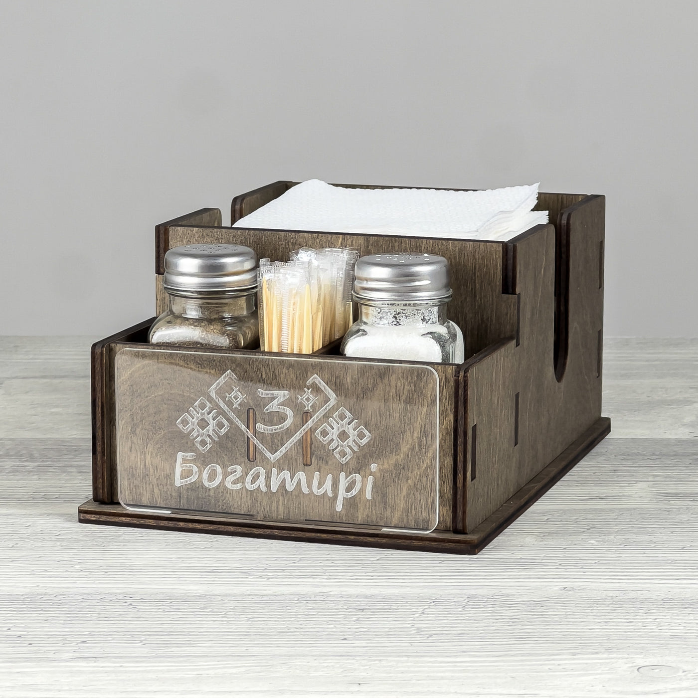 Napkin, spice & toothpick caddy 215×152×100 mm, Yew