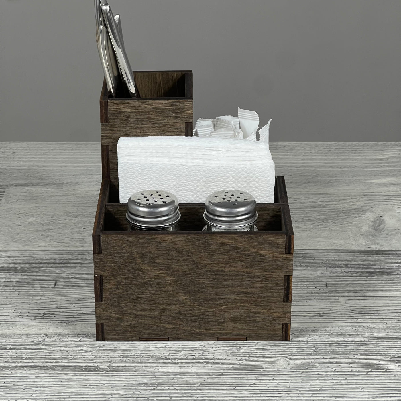 Cutlery, napkin, spice & toothpick caddy 164×132×140 mm
