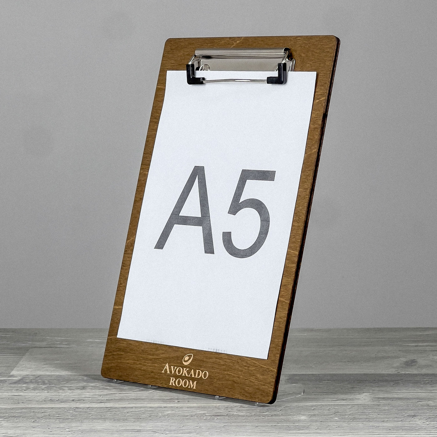 Menu clipboard with engraved logo