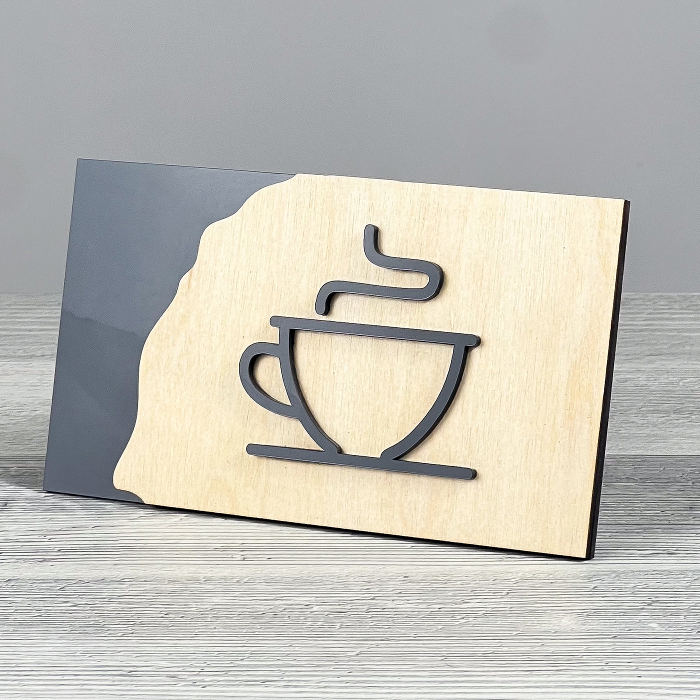 Coffee door sign, black base 175×100 mm