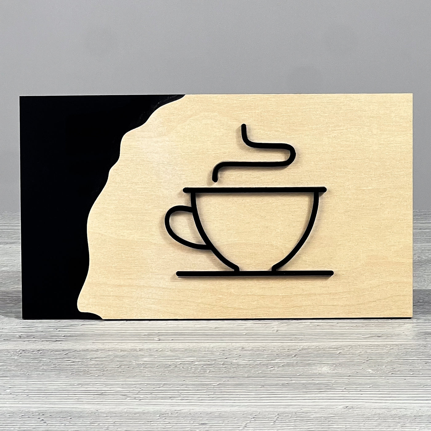 Coffee door sign, black base 300×175 mm