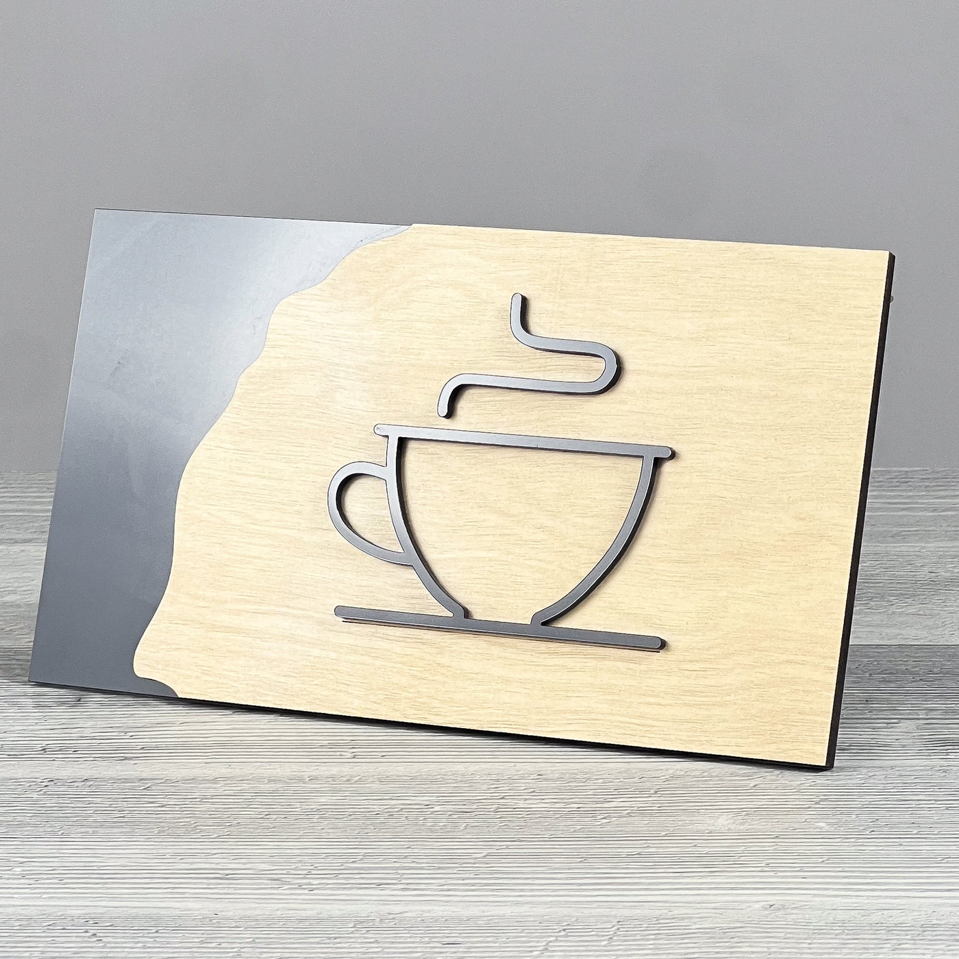 Coffee door sign, black base 300×175 mm