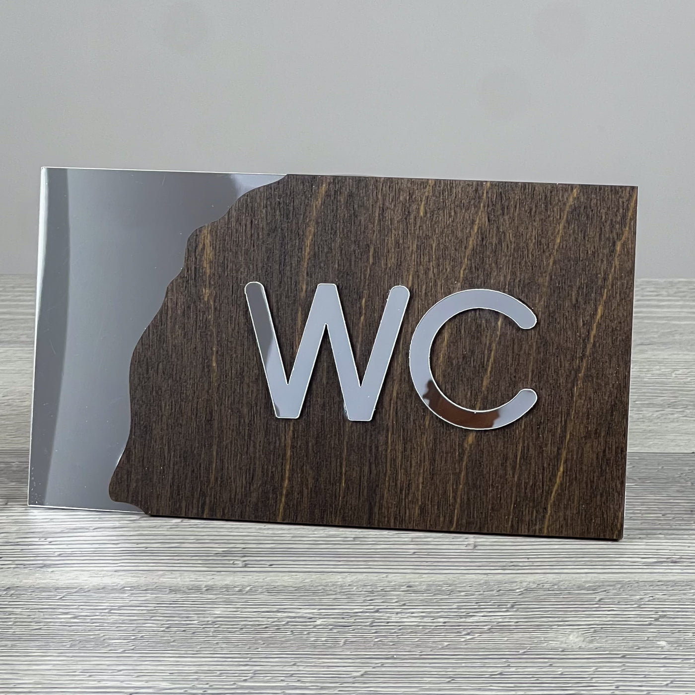 WC door sign, silver