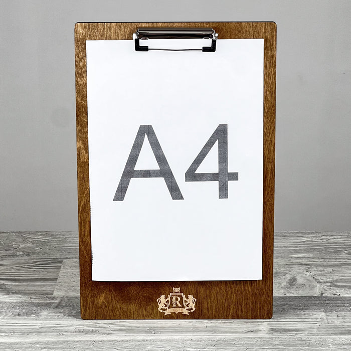 Menu clipboard with engraved logo, landscape