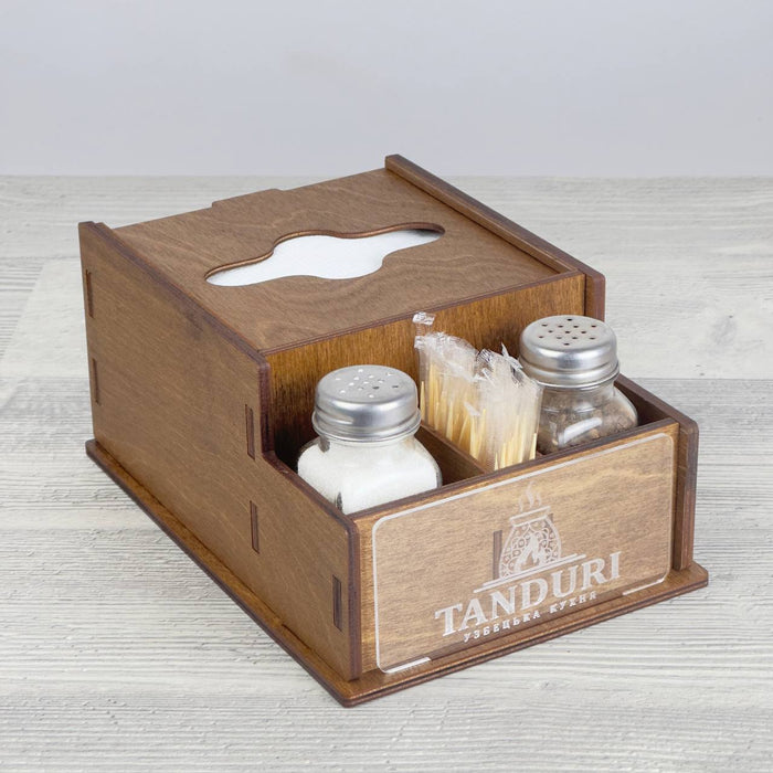 Napkin, spice & toothpick caddy 215×152×100 mm