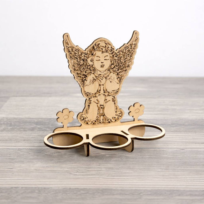 Easter egg holder for 3, Angel with flowers