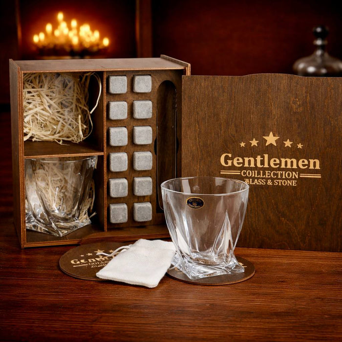 Whisky stones gift set for 2 glasses — Quadro