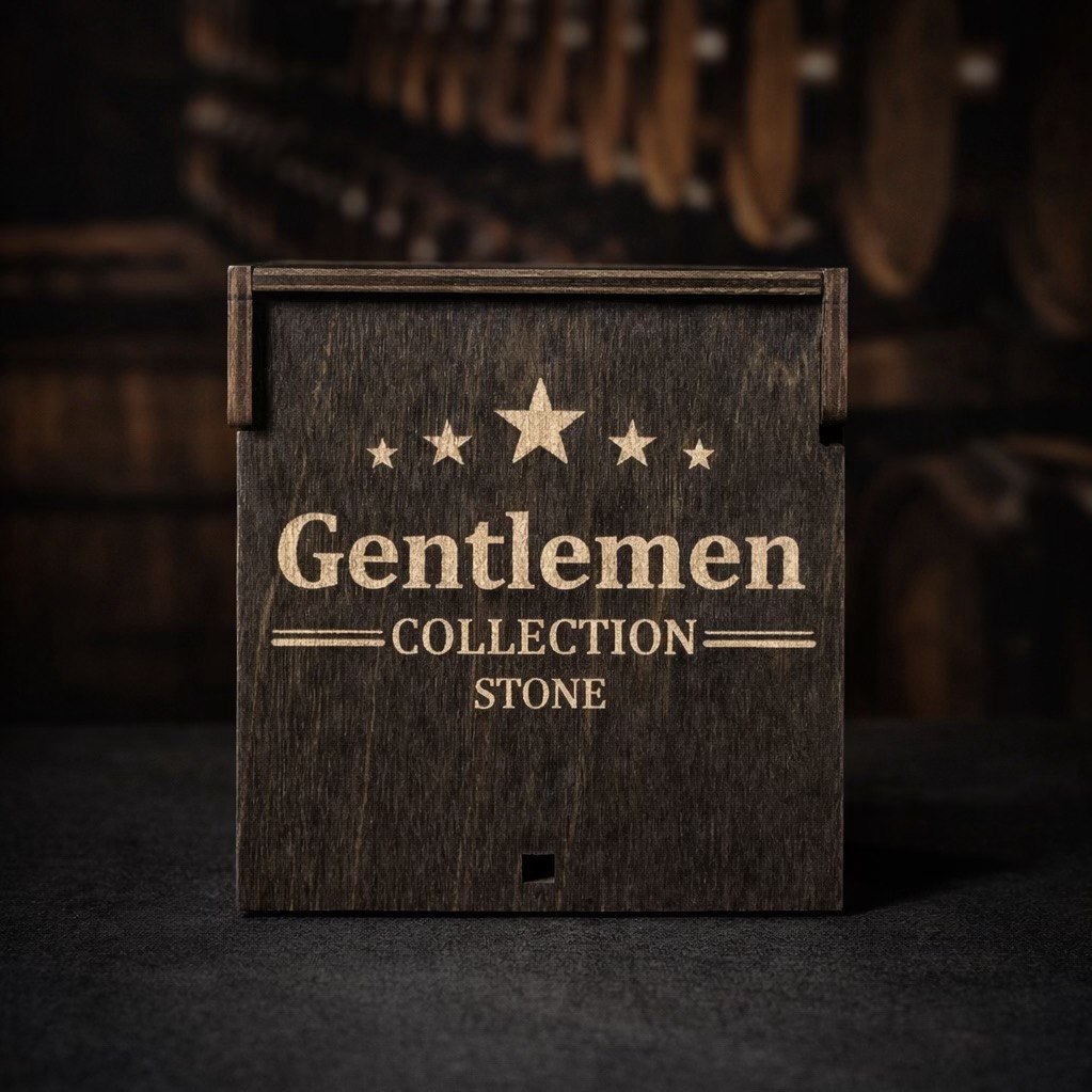 Whisky stones in a wooden box, 4 pcs