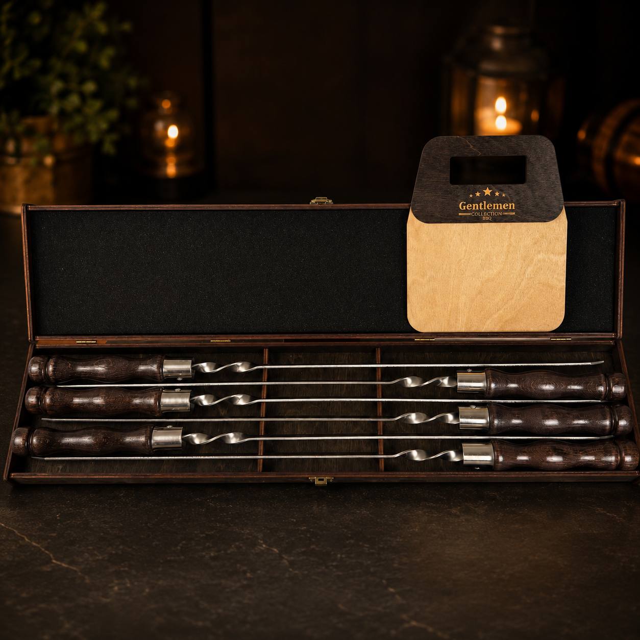 BBQ skewer set, 6 pcs, in a gift box