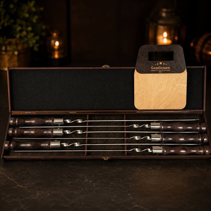 BBQ skewer set, 6 pcs, in a gift box