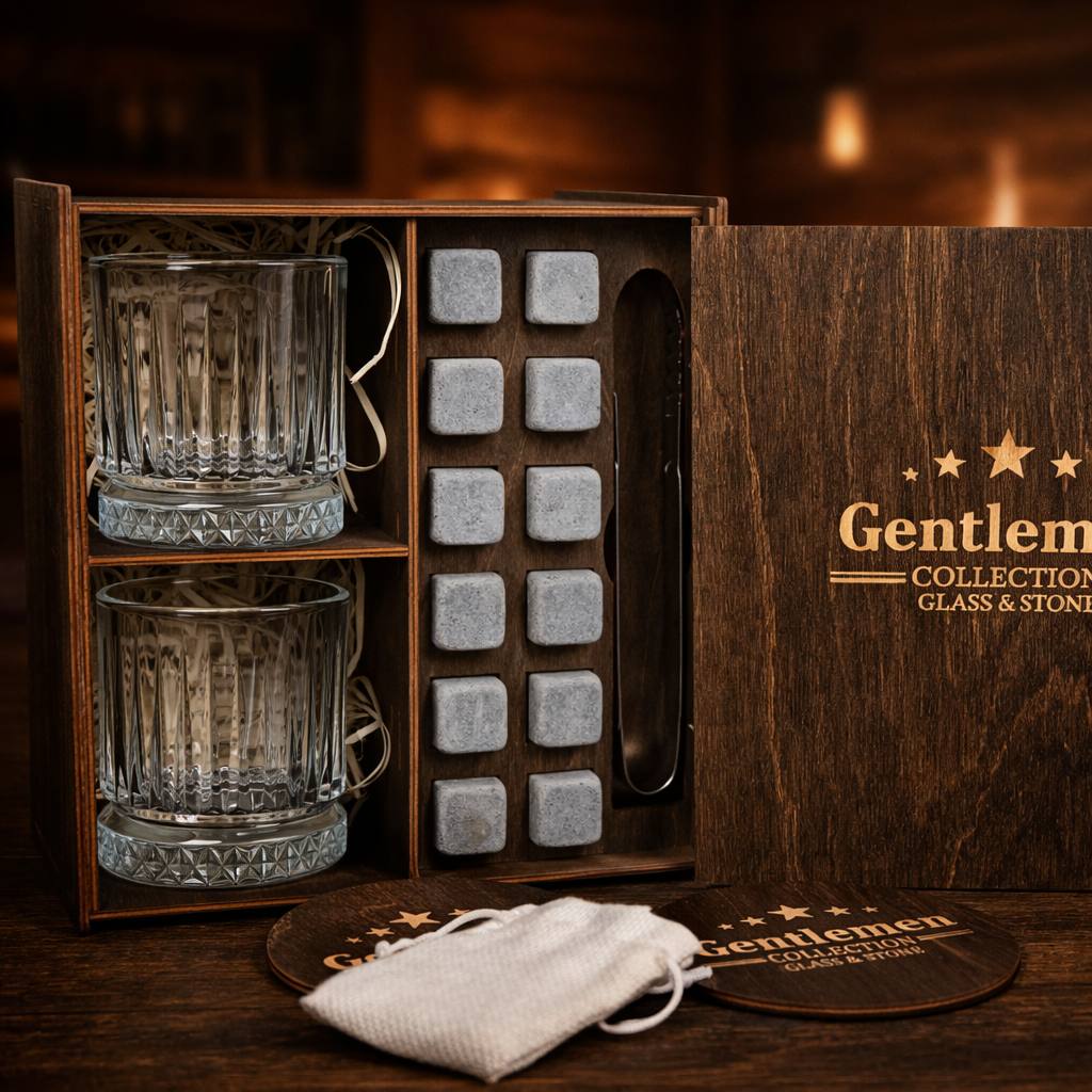 Whisky stones gift set for 2 glasses — Diamond