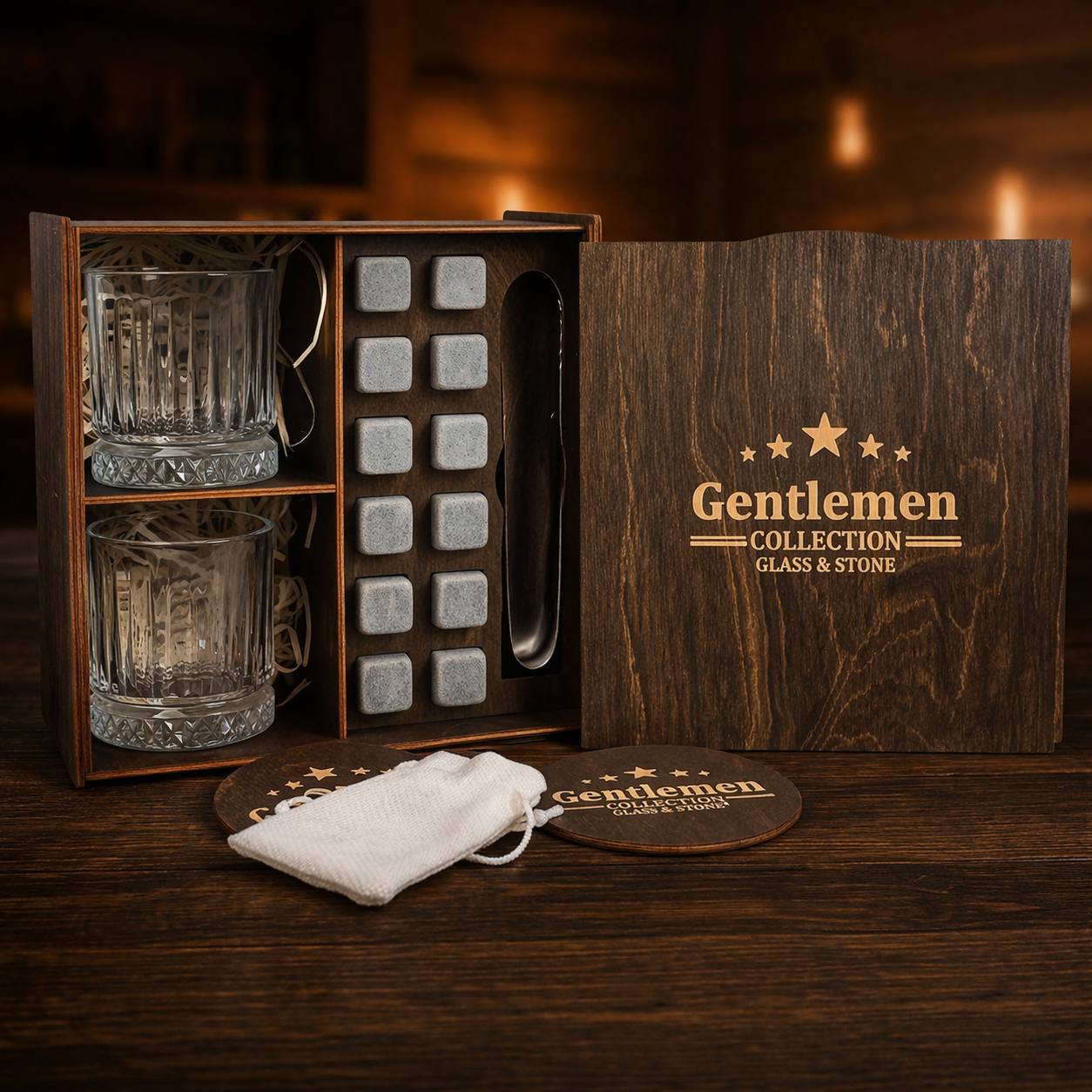 Whisky stones gift set for 2 glasses — Diamond