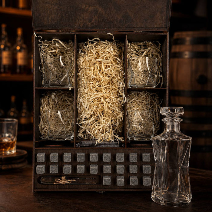 Whisky stones set with decanter, 4 glasses — Cassiopea