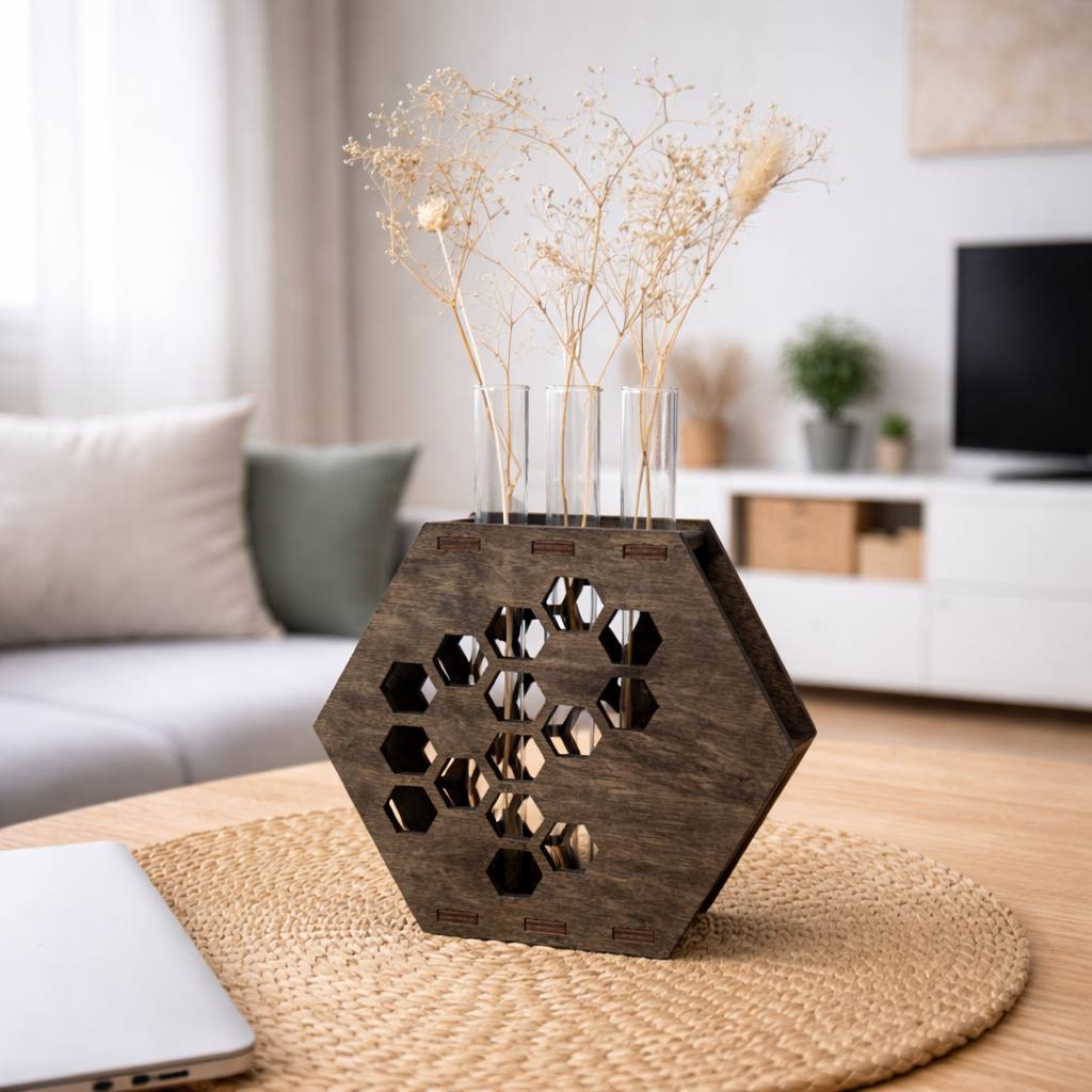 Honeycomb vase with tubes