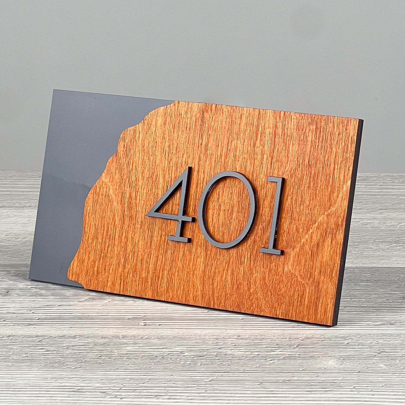 Door number plate, black base