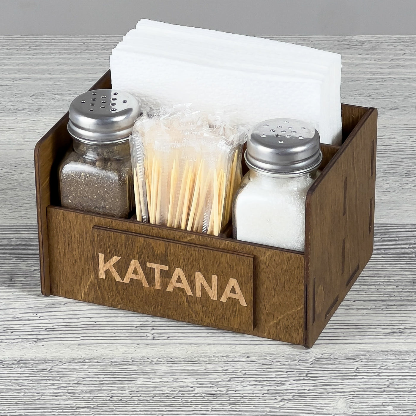 Napkin, spice & toothpick caddy 140×85×100 mm