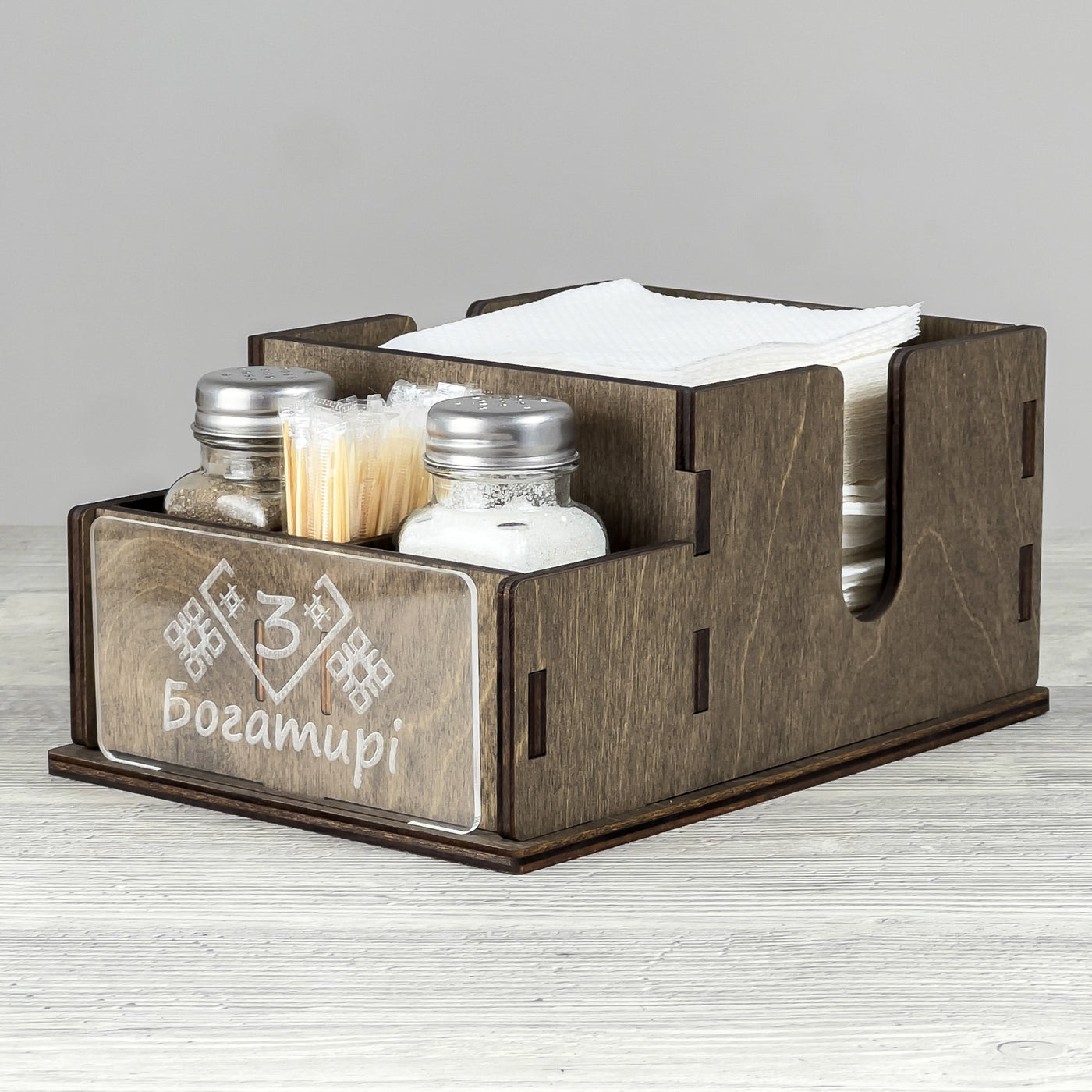 Napkin, spice & toothpick caddy 215×152×100 mm, Yew