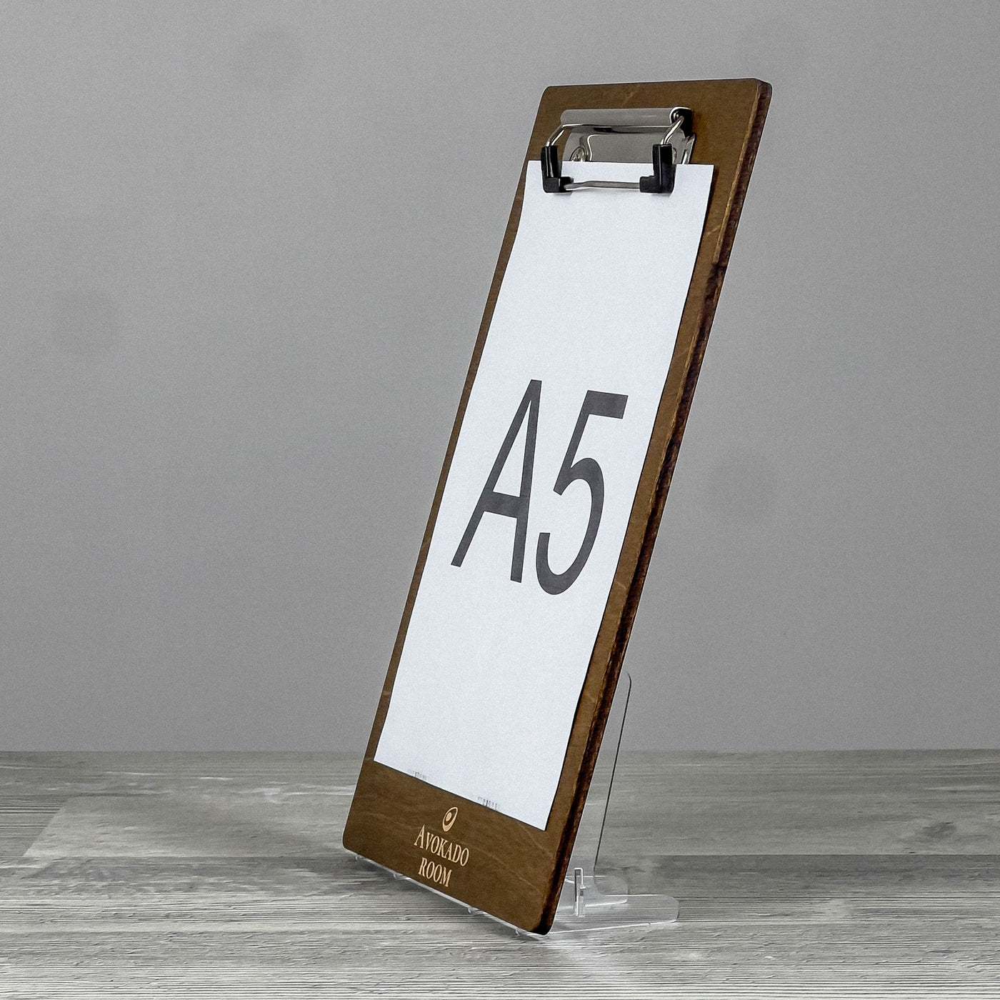 Menu clipboard with engraved logo
