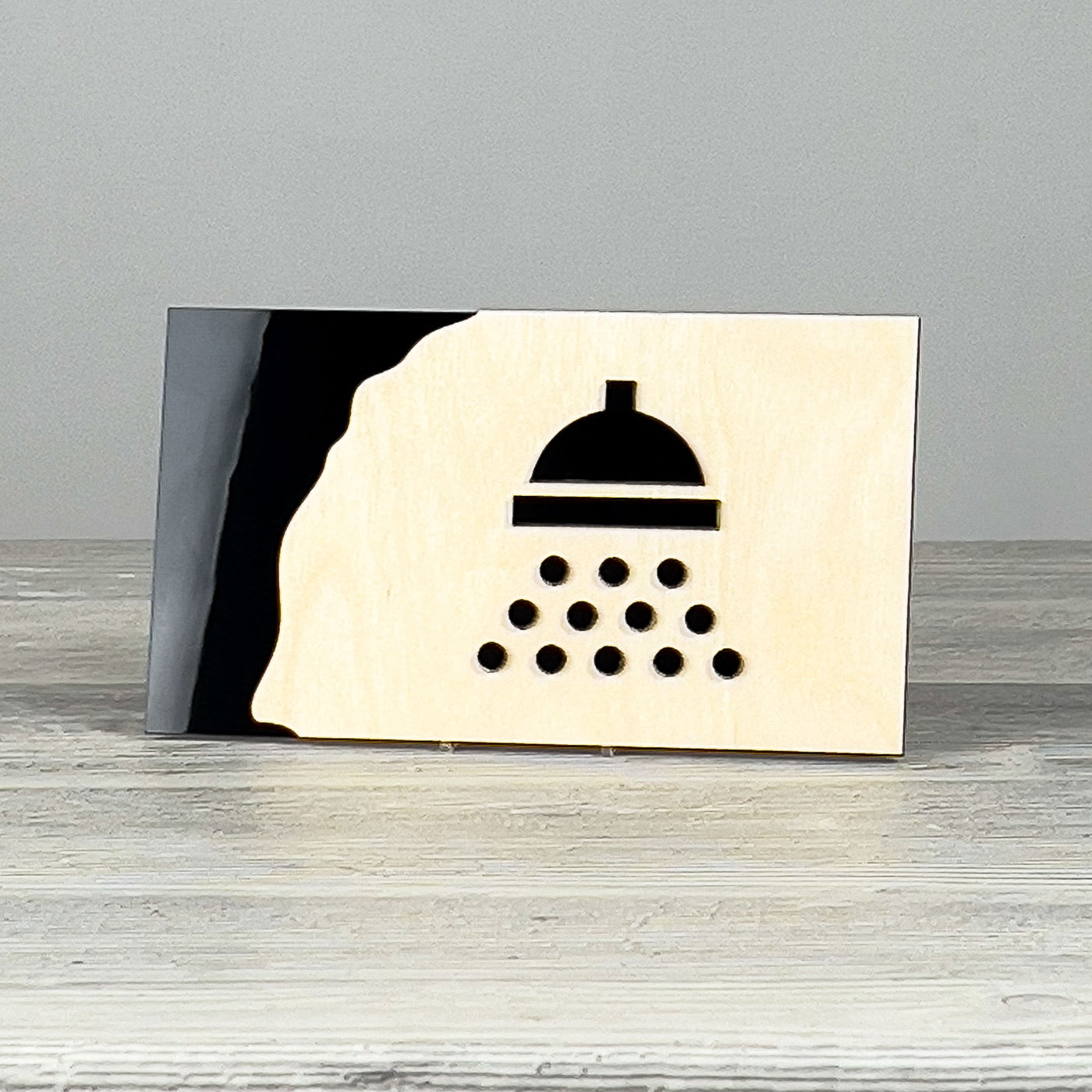 Shower door sign