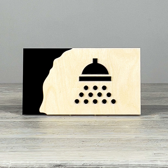 Shower door sign