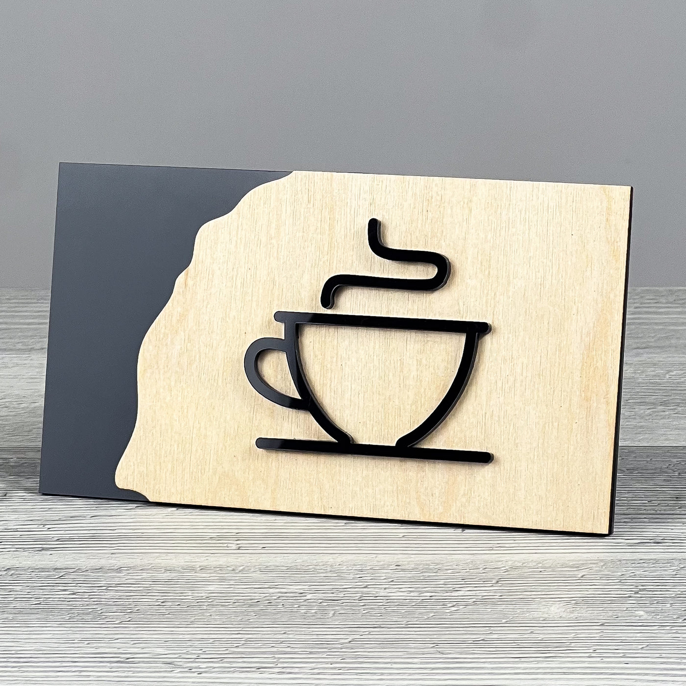 Coffee door sign, black base 175×100 mm