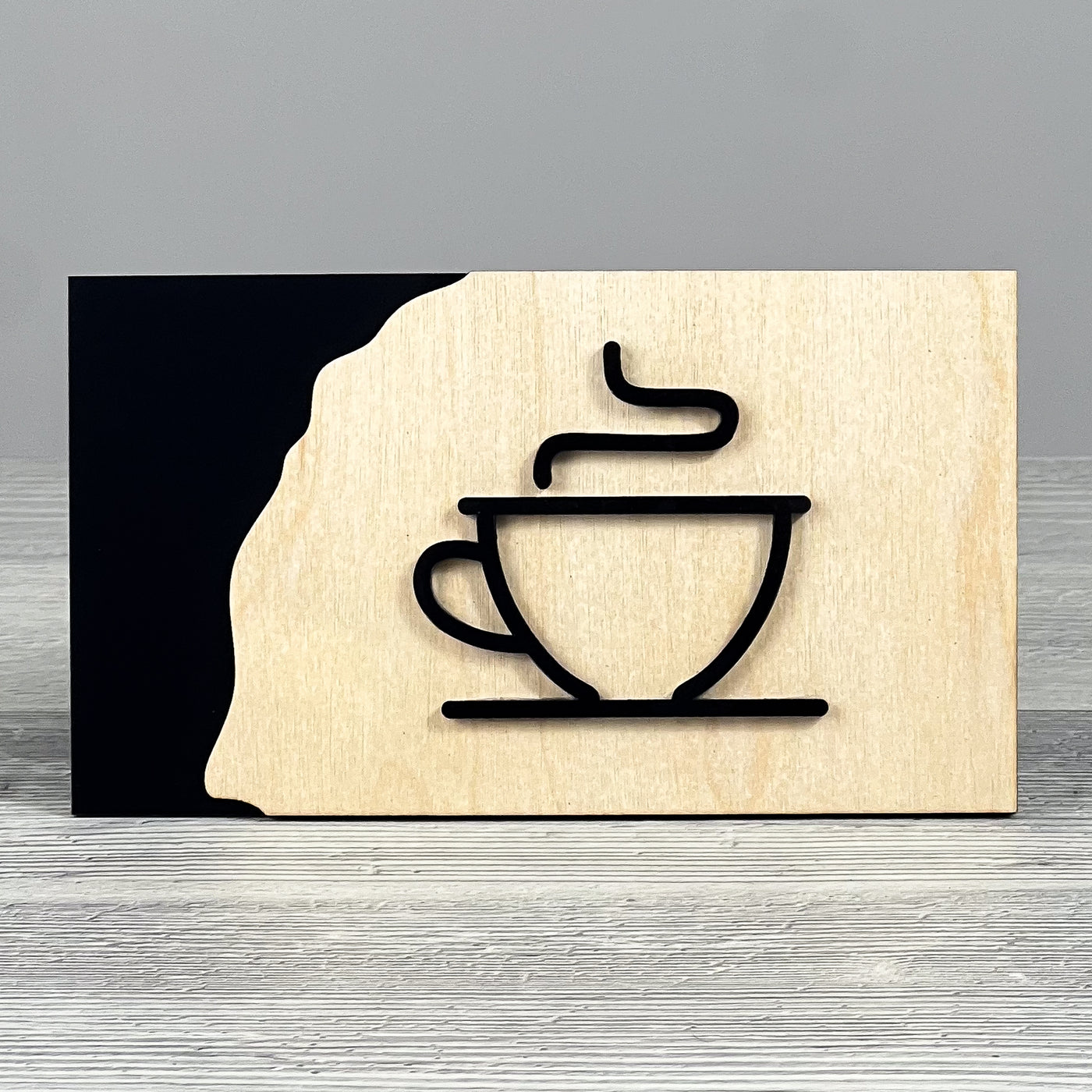 Coffee door sign, black base 175×100 mm