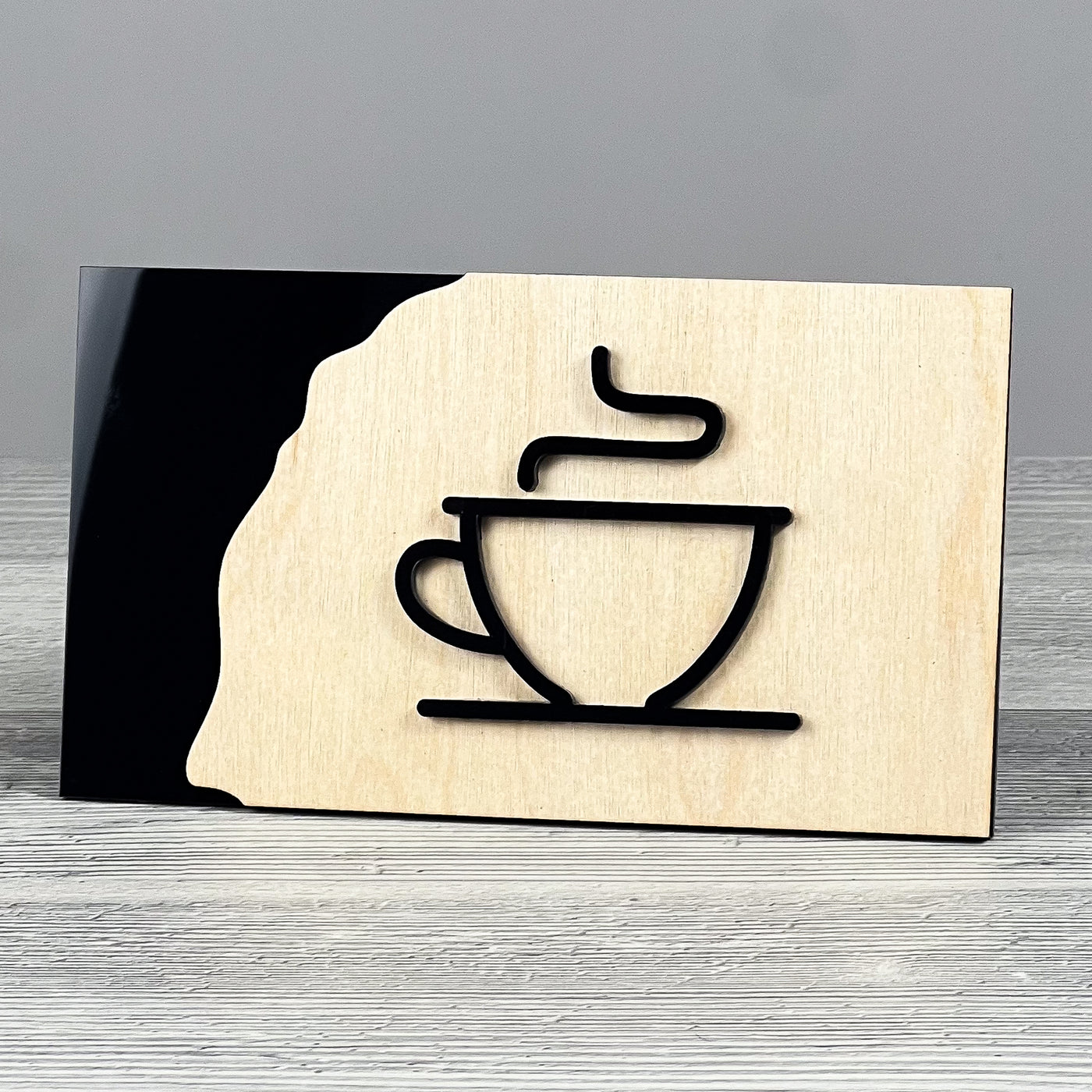 Coffee door sign, black base 175×100 mm